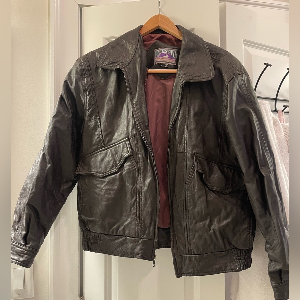 William Barry Dark Brown Leather Bomber Jacket